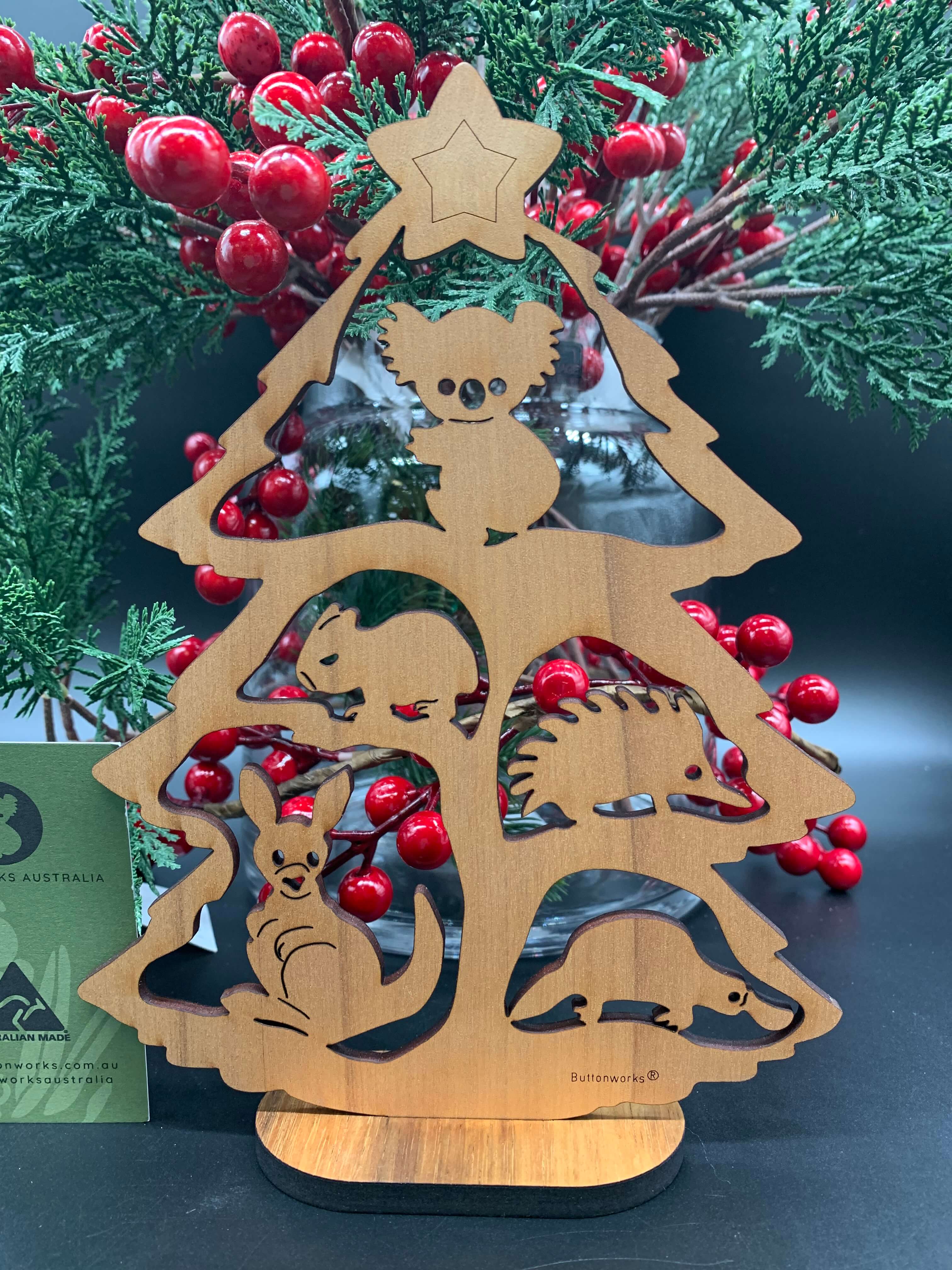 Australian Wood Carved Christmas Tree