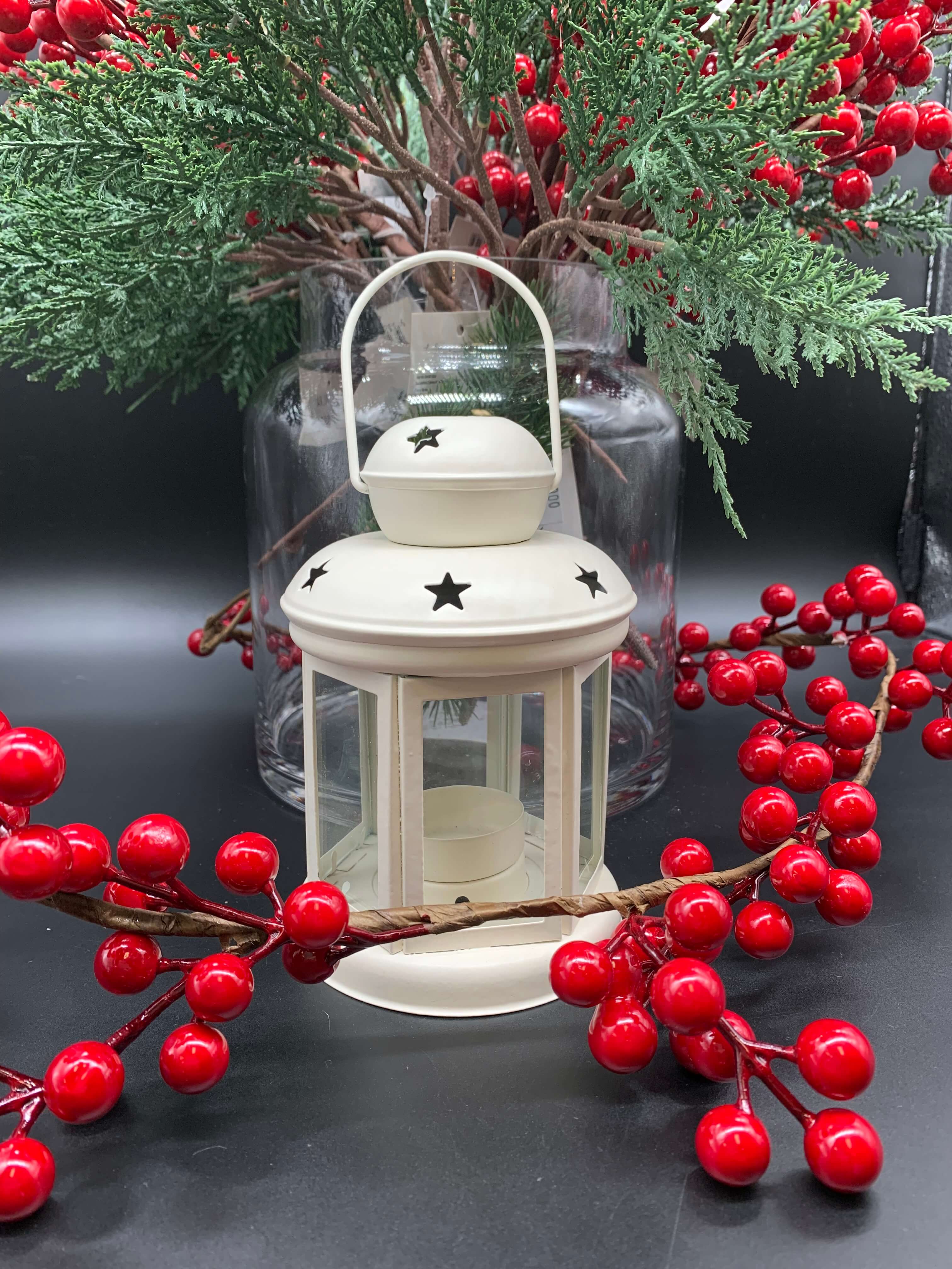 Christmas Tea Light White Lantern