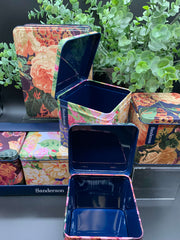 Rose and Peony Square Tin Canisters
