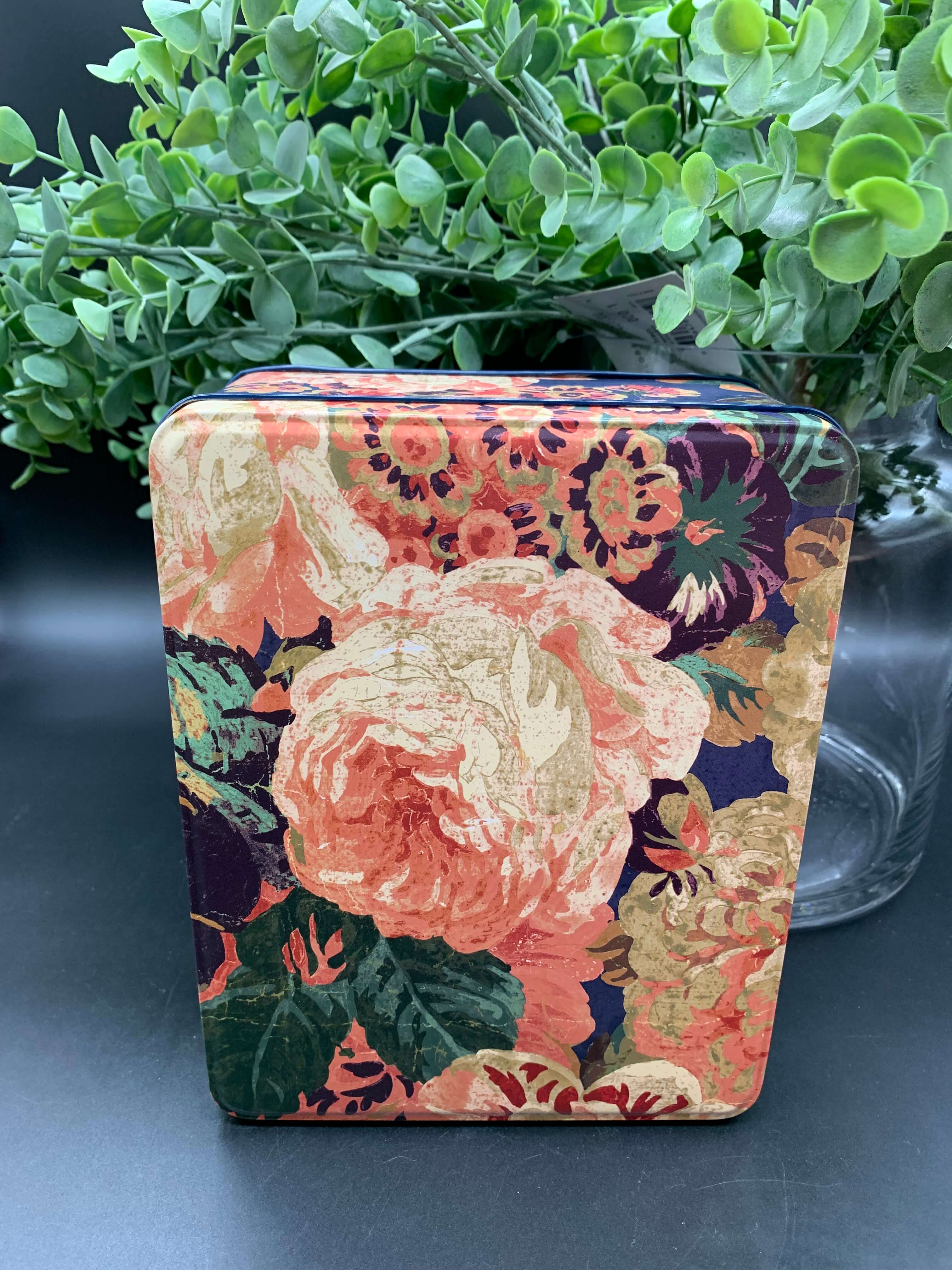 Rose and Peony Square Tin Canisters