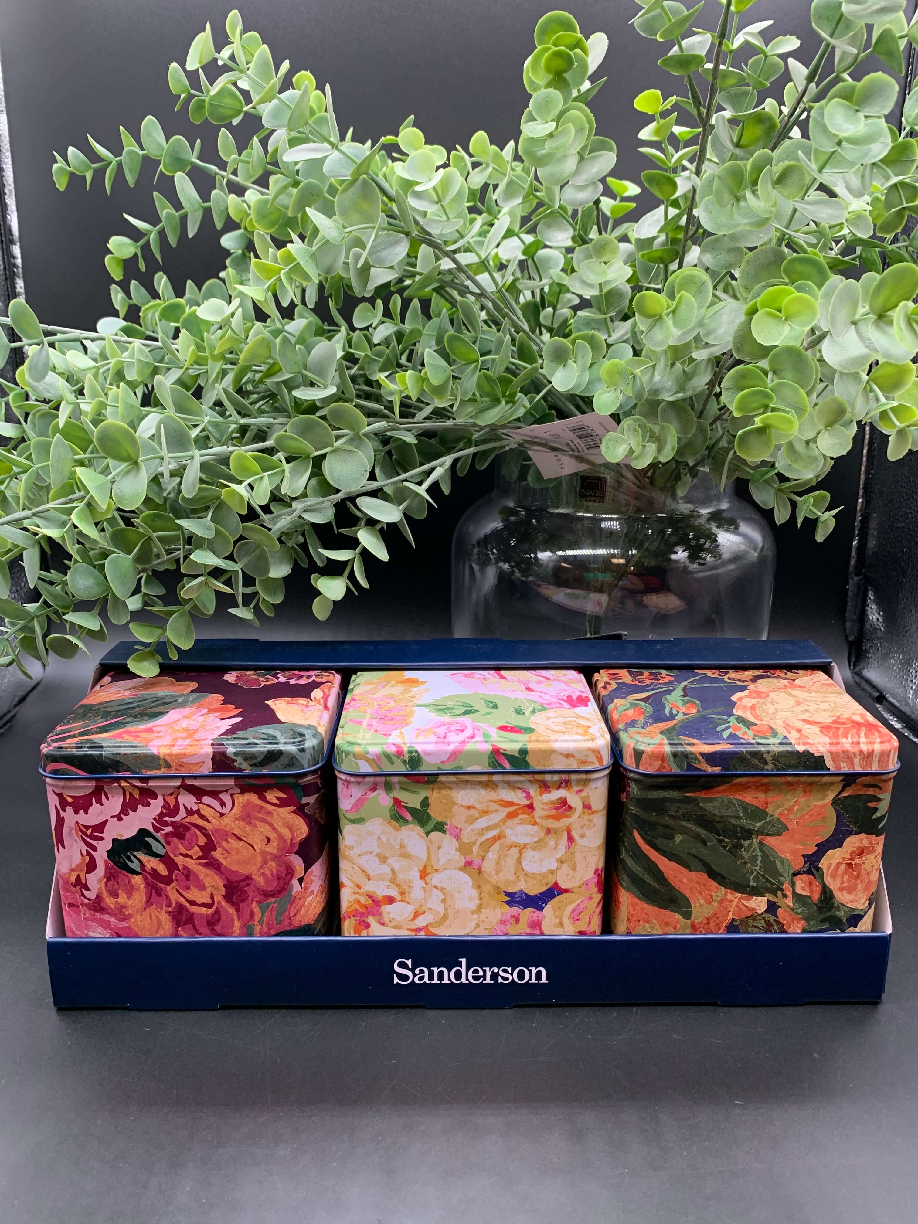 Rose and Peony Square Tin Canisters