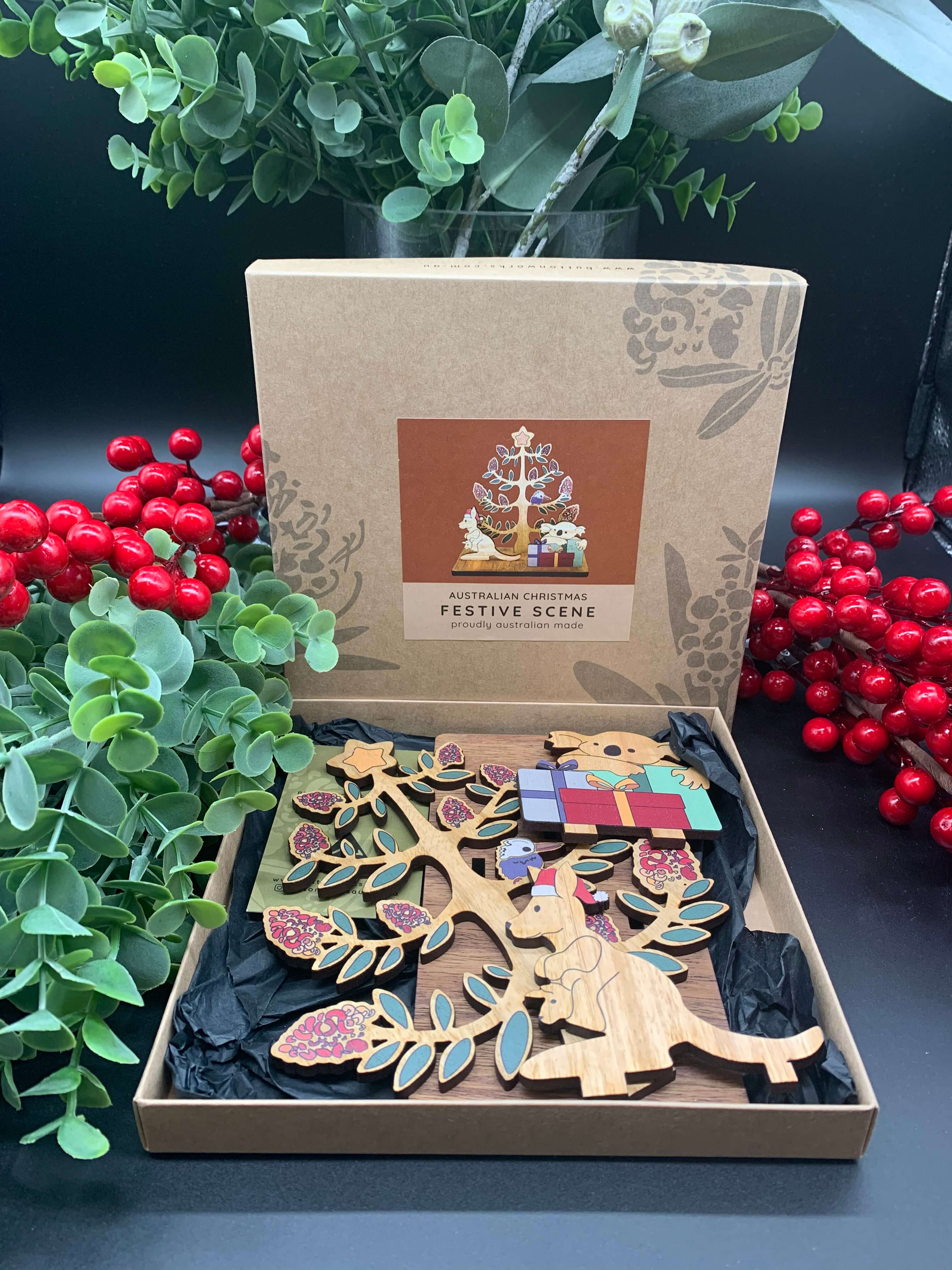 Australian Wooden Christmas Scene