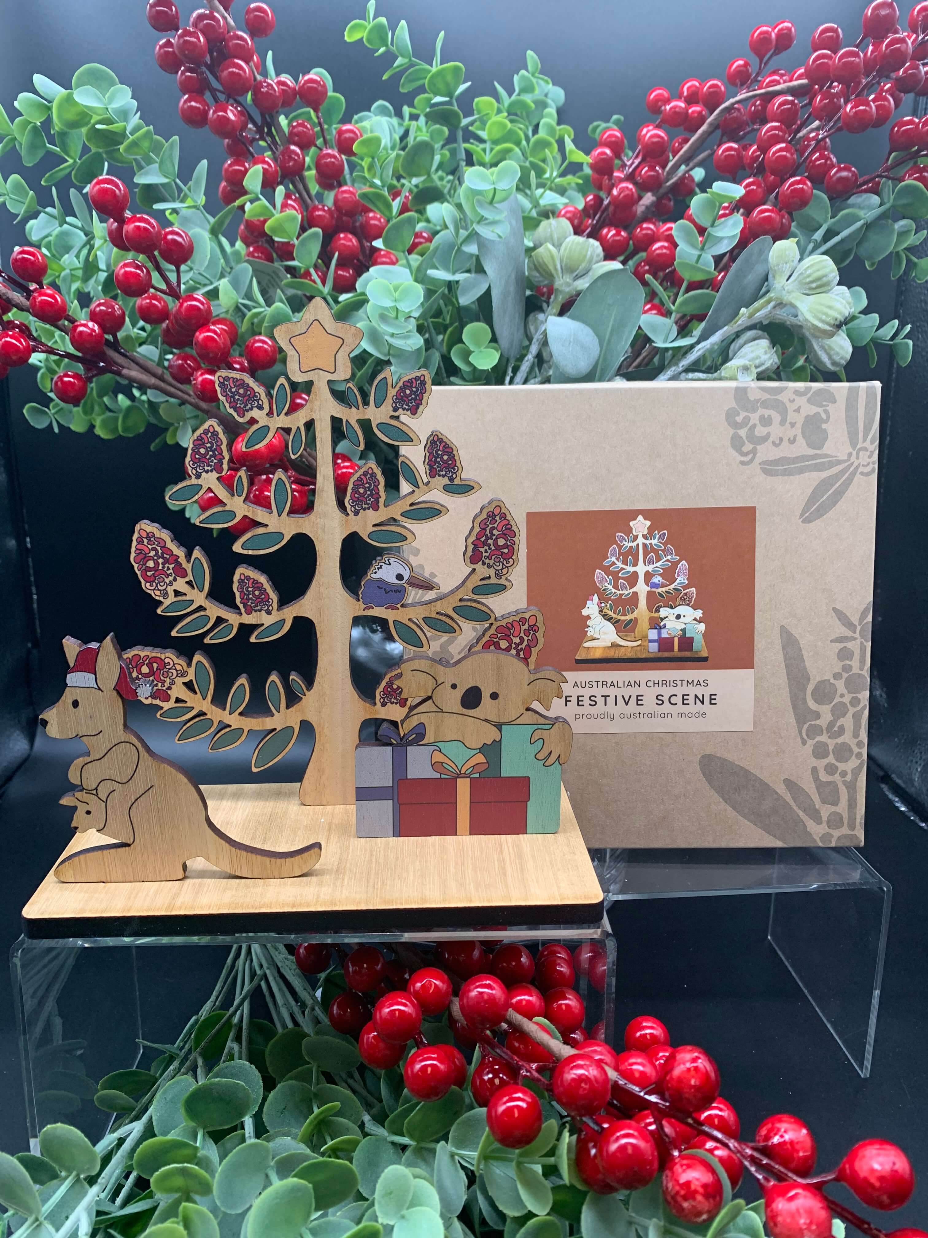 Australian Wooden Christmas Scene