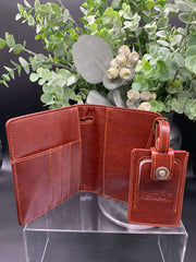 Leather Travel Wallet and Luggage Tag Set