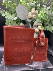 Leather Travel Wallet and Luggage Tag Set