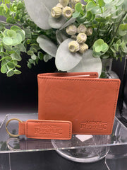 Genuine Leather Wallet and Keyring Set