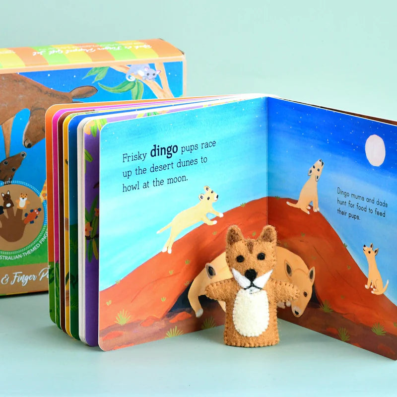 Australian Finger Puppets and Book Set